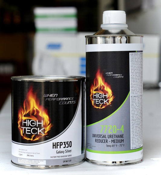 High Teck Gm Wa519f Galaxy Silver Basecoat Auto Paint Quart Hfp350 Size + Reducer!