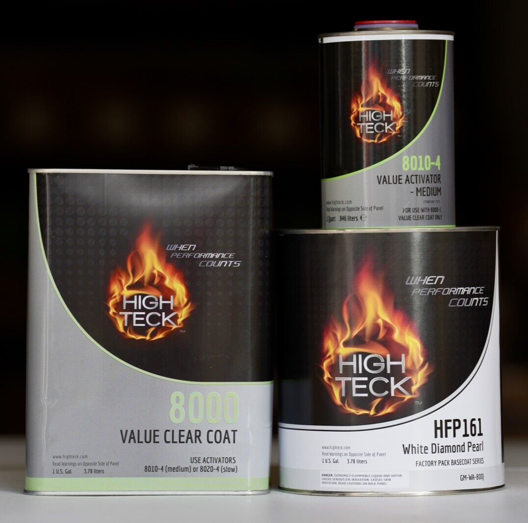 High Teck White Diamond Pearl Basecoat Paint & Clearcoat GALLON Kit! GM WA800J