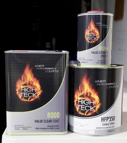 High Teck GM 519F Galaxy Silver Basecoat Paint & Clearcoat Gallon Kit