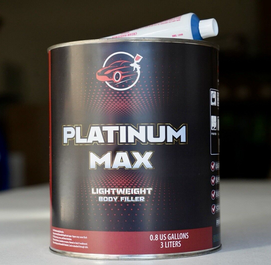Platinum MAX Lightweight Body Filler 0.8 Gallon Can w/Hardener! Easy Sanding!