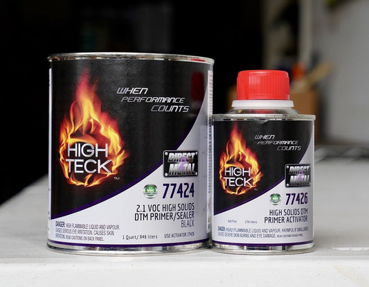 77424 High Teck 2K High Solids DTM Primer/Sealer Black Quart Kit + Hardener