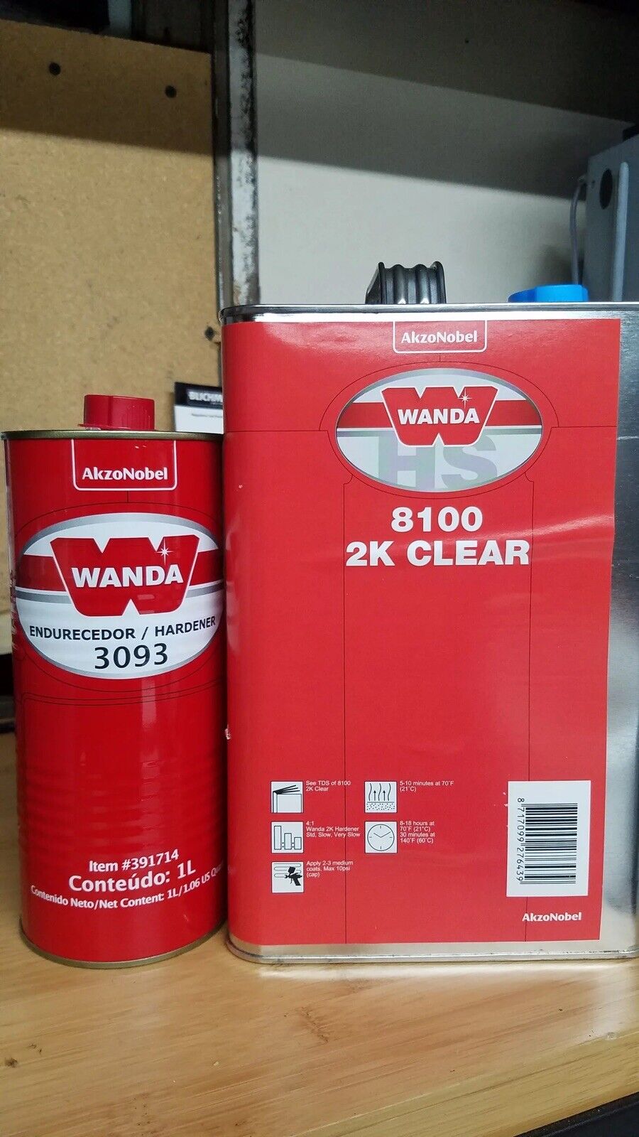 WANDA 8100 500201 Automotive Clear Coat Kit 1 Gallon Akzo 4:1 Mixing