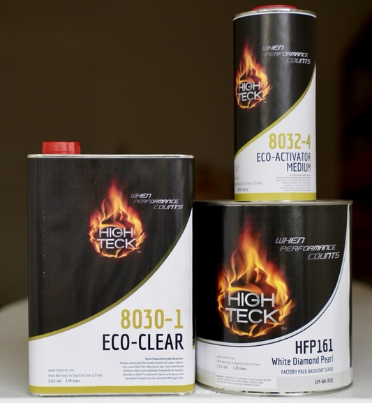 GM 800J High Teck 8030 White Diamond Pearl Basecoat Paint & Clearcoat Gallon Kit