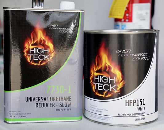 GM WA8554 High Teck HFP 151 White Basecoat Auto Paint Gallon Kit + Reducer