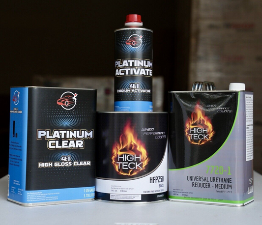 Ebony Black 8555 Basecoat Paint, Platinum 2K High Gloss ClearCoat + Reducer Kit!