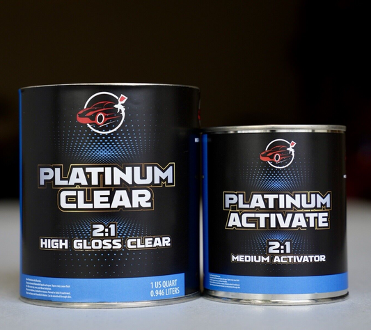 Platinum Clear 2:1 Auto 2K Euro High Gloss Quart Size Clearcoat Kit + Hardener