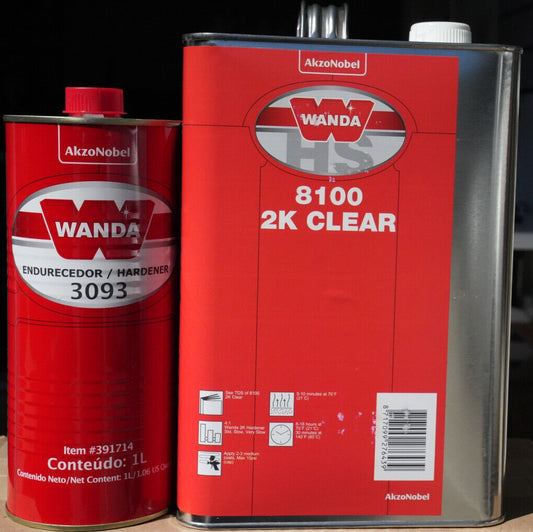 WANDA 8100 500201 Automotive Clear Coat Kit 1 Gallon Akzo 4:1 Mixing