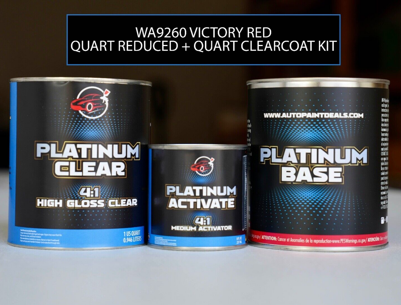 Victory Red Quart Basecoat Ready to Spray + 2k High Gloss Clear Coat QT Size Kit