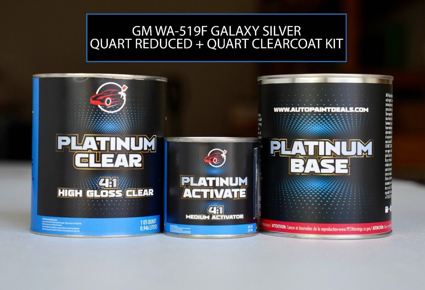 Galaxy Silver QT Basecoat Ready to Spray + 2k High Gloss Clear Coat QT Size Kit