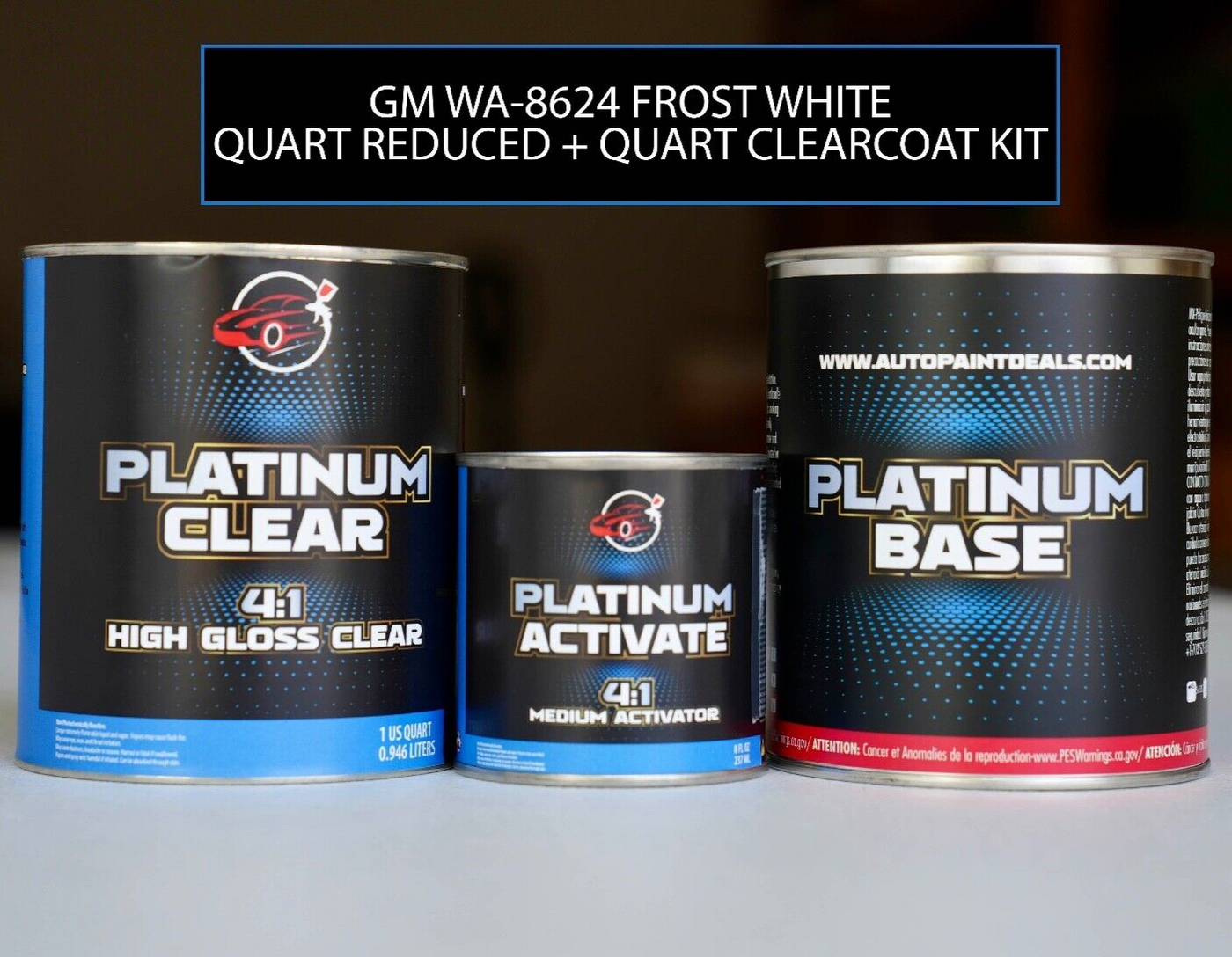 Frost White Quart Basecoat Ready to Spray + 2k High Gloss Clear Coat QT Size Kit