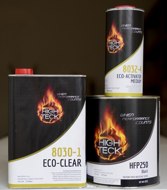 GM 8555 High Teck 8030 Ebony Black Basecoat Paint & Clearcoat Gallon Kit!